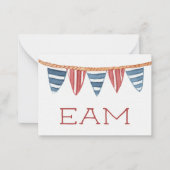 Coastal Nautical Beach Flags Monogram Mitteilungskarte (Vorderseite)