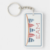 Coastal Nautical Beach Flags Monogram Schlüsselanhänger (Vorderseite)