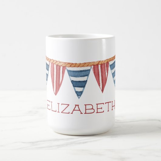 Coastal Nautical Beach Flags Personalized Kaffeetasse (Mittel)