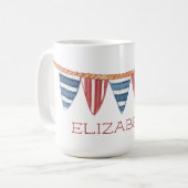 Coastal Nautical Beach Flags Personalized Kaffeetasse (Vorderseite Links)