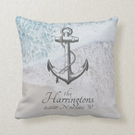 Coastal Nautical Beach House Ocean Spray Name Kissen