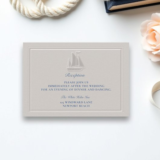 Coastal Nautical Boat Formal Wedding Reception Begleitkarte