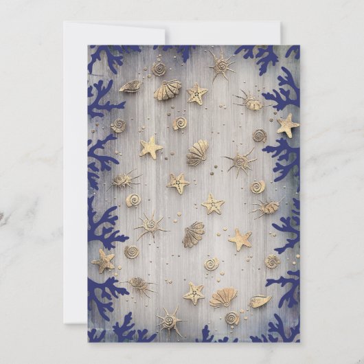 Coastal Nautical Gold Anker Baby Dusche Einladung (Rückseite)