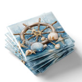 Coastal Nautical Helm Boat Blue Kitchen Magnet