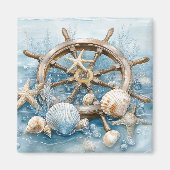 Coastal Nautical Helm Boat Blue Kitchen Magnet (Vorne)