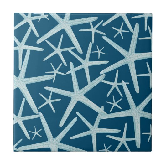 Coastal Nautical Navy Blue Beach Muster Fliese (Vorderseite)