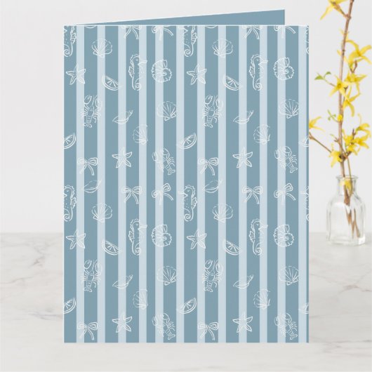 Coastal Nautical Pattern | Blue Sea Shell & Seahor Karte (Gelbe Blume)