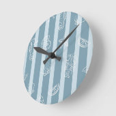 Coastal Nautical Pattern | Blue Sea Shell & Seahor Runde Wanduhr (Winkel)
