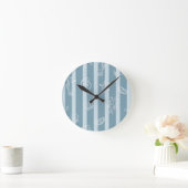 Coastal Nautical Pattern | Blue Sea Shell & Seahor Runde Wanduhr (Zuhause)
