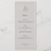 Coastal Nautical Sailboat Elegant Formal Wedding Menükarte (Vorderseite)