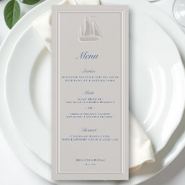 Coastal Nautical Sailboat Elegant Formal Wedding Menükarte