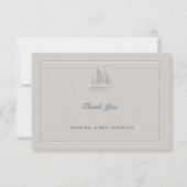Coastal Nautical Sailboat Elegant Simple Wedding Dankeskarte (Vorderseite)