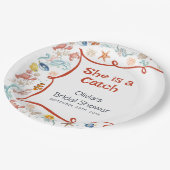 Coastal Nautical Seafood Bridal Shower Paper Plate Pappteller (Schrägansicht)