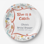 Coastal Nautical Seafood Bridal Shower Paper Plate Pappteller (Vorderseite)