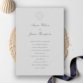 Coastal Nautical Seashell Classic Script Wedding Einladung