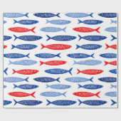 Coastal Nautical Summer Fish Pattern Geschenkpapier (Flach)
