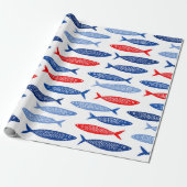 Coastal Nautical Summer Fish Pattern Geschenkpapier (Ungerollt)