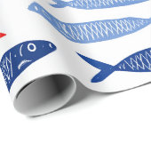 Coastal Nautical Summer Fish Pattern Geschenkpapier (Rolleneckpunkt)