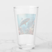 Coastal/nautical tiger shark & coral reef glas (Rückseite)