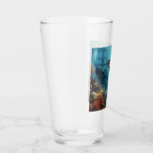 Coastal/nautical tiger shark & coral reef glas (Rechts)