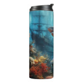 Coastal/nautical tiger shark & coral reef thermosbecher (Nach links gedreht)