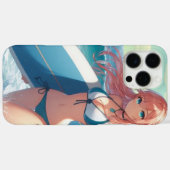 Coastal/Nautical/tropical anime surfer girl Case-Mate iPhone Hülle (Rückseite (Horizontal))