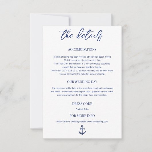 Coastal Nautical Wedding Card Dankeskarte (Vorderseite)