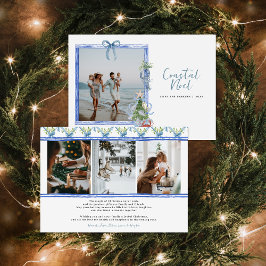 Coastal Noel | Elegant Coastal Christmas Photo Feiertagskarte