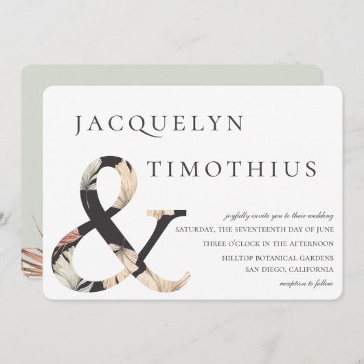 Coastal Oasis Boho-Chic Ampersand Hochzeit Einladung (Vorne/Hinten)