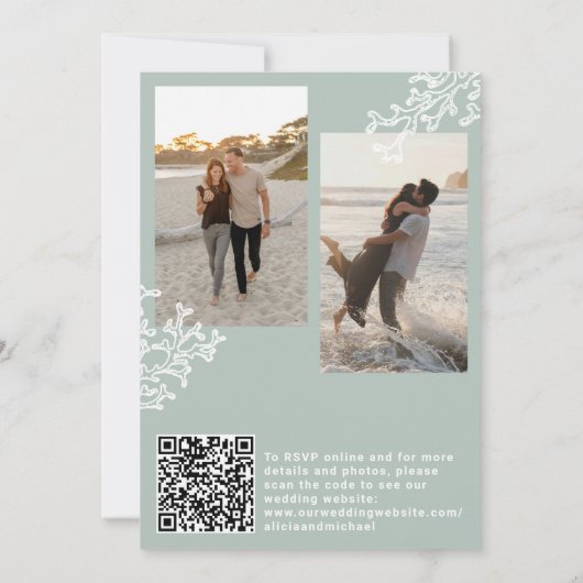 Coastal ocean beach destination wedding all in one einladung (Rückseite)