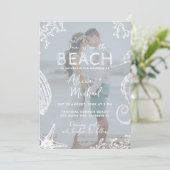 Coastal ocean beach destination wedding all in one einladung (Stehend Vorderseite)