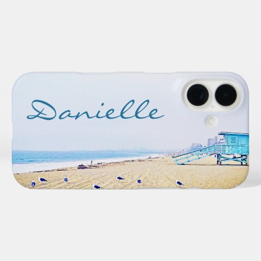 Coastal Ocean Beach Seagulls Foto Monogramm Name Case-Mate iPhone Hülle (Rückseite (Horizontal))