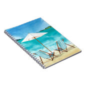 Coastal Ocean Beach Szene zwei Liegestühle Notizblock (Rechte Seite)
