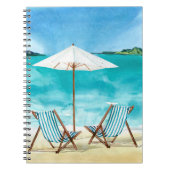 Coastal Ocean Beach Szene zwei Liegestühle Notizblock (Vorderseite)