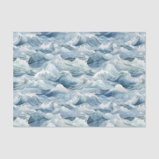 Coastal Ocean Waves Watercolor Nautical Seidenpapier (Vorderseite)