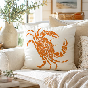 Coastal Orange Crab Beach House Kissen
