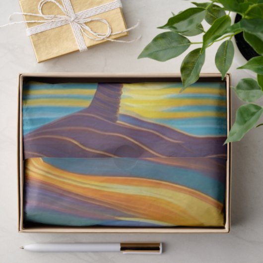 Coastal Orange Sunset Palm Illustration Seidenpapier (Geschenk)