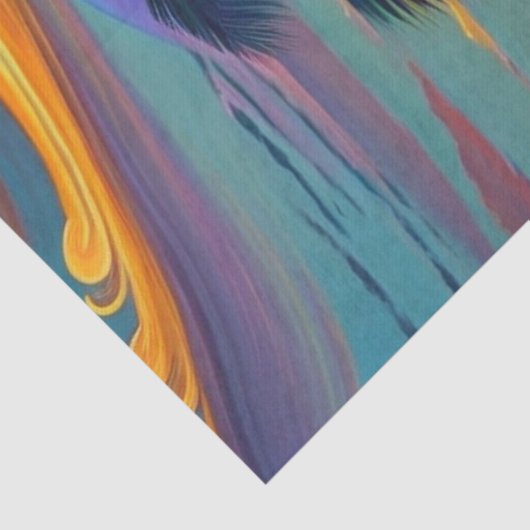 Coastal Orange Sunset Palm Illustration Seidenpapier (Detail)