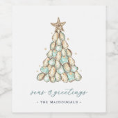 Coastal Oyster Christmas Tree Weinetikett (Einzelnes Label)