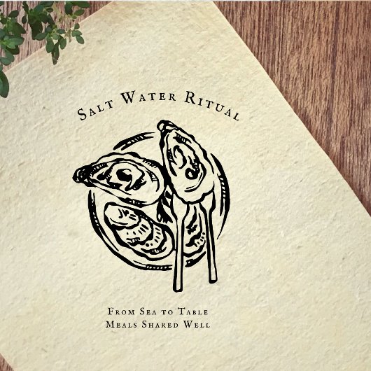 Coastal Oyster Illustration Rubber Stamp Gummistempel