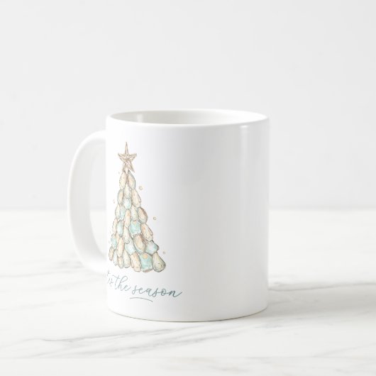 Coastal Oyster Shell Christmas Kaffeetasse (Vorderseite Links)