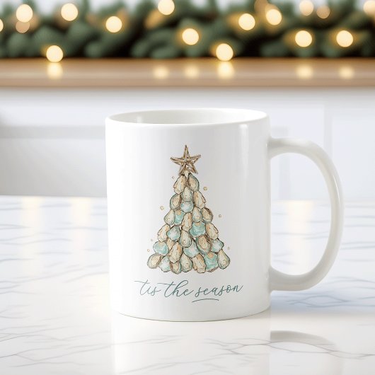 Coastal Oyster Shell Christmas Kaffeetasse