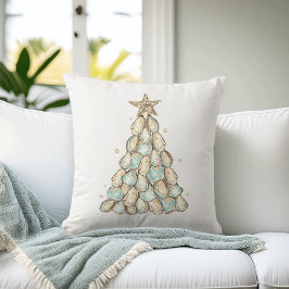 Coastal Oyster Shell Christmas Tree Kissen