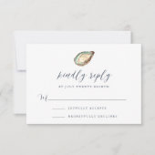 Coastal Oyster Wedding RSVP Karte (Vorderseite)