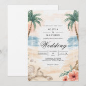 Coastal Palm Arch Wedding Einladung (Vorne/Hinten)