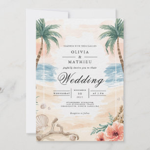 Coastal Palm Arch Wedding Einladung