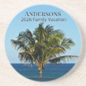 Coastal Palm Horizon | Family Name & Trip Year Getränkeuntersetzer (Vorne)