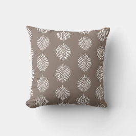 Coastal Palm Leaf Muster Taupe Grau Kissen