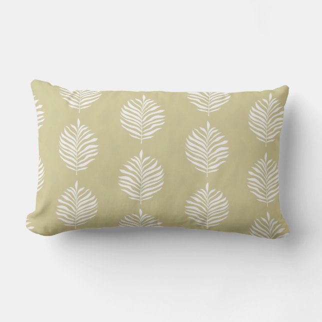 Coastal Palm Leaf Pattern Dusty Yellow  Lendenkissen (Vorderseite)