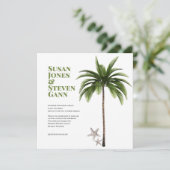Coastal Palm Tree Bold Typografy Beach Wedding Einladung (Stehend Vorderseite)